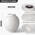 White Ceramic Large Vase - 9.84 Inch Round Modern Ceramic Vases,Tall Vase for Decor Living Room Table Decor and Festive Home Interiors