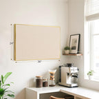 Linen Bulletin Board 36" x 24", Fabric Pin Board with Gold Aluminum Frame, Decorative Vision Board for Home Office, Bedroom & Dorm Wall Decor, Includes 10 Push Pins, Beige