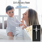 Tryuunion Baby Wall Cross Baptism Gifts for Boys and Girl, 7-inch Blessing Boy Baptism Crosses for First Holy Communion Christening and Dedication Baptismal Gifts (Silver Girl-7 in)