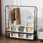 5 Packs Stackable Plastic Storage Basket for Closet Foldable Closet Organizers and Storage Bins for Shelves Storage Drawer Container for Clothes, Wardrobe, Pantry, 5L