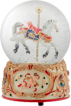 Elanze Designs Gilded Gold Tone Cupid and Carousel Horse 100MM Musical Water Globe Plays Tune Unchained Melody
