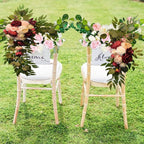 Firlar Artificial Wedding Arch Flowers Kit, 2 Pcs Decorative Floral Swag with Red Rose, Pink Peony and Eucalyptus Leaves Fake Peony Garland Wreath for Wedding Chair Party Ceremony Backdrop Decor