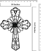 RELY+ Black Wall Cross 14X10 Inch Living Room Décor Outdoor Crucifix Wall Décor Metal Wall Art Decorative Hanging Iron Wrought Wall Décor Crosses for Rustic Indoor Home Valentine's Day Decorations