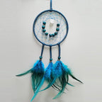 DIY Dream Catcher Beginner Kit, Making Dream Catcher Supplies Include Metal Hoop, Feathers, Faux Suede Cord, Thread, Wood Beads (Indigo)