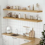 Vivelove 12" Deep Floating Shelves with Invisible Brackets, 72" Wall Shelves for Bathroom Bedroom Kitchen Living Room Laundry Room, Modern Rustic Shelves for Home Decor, 72"x12"x2", Set of 1, Oak