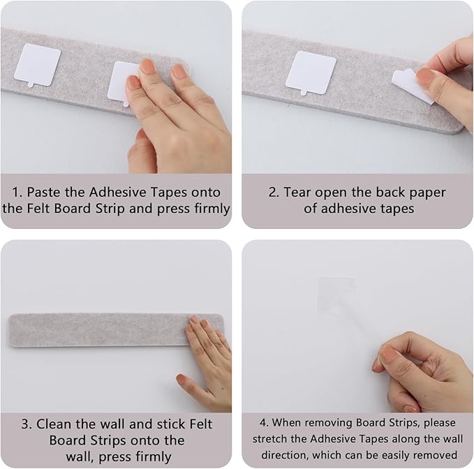 Vuzvuv 8 pcs Bulletin Board Bar Strips No Adhesive Backing with Glue Points ，Self Adhesive Cork Board for Wall，Felt Pin Board for School，Office Decor(Mix-Brown)