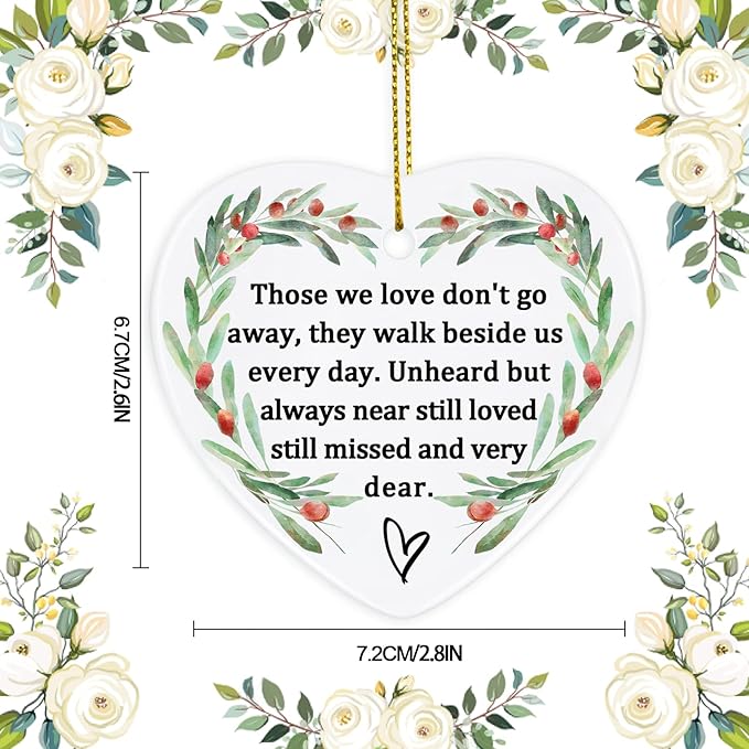 Jocidea Memorial Ornament Ceramic Heart Shaped Memorial Gift for Loss of Loved One, Sympathy, Condolence, Bereavement, Grief, Mother, Father, Memorial Day