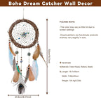 Rattan Dream Catchers with Peacock Feather, Boho Wall Decor Rustic Wooden Native American Wall Art for Bedroom Living Room (Green Blue Mix)