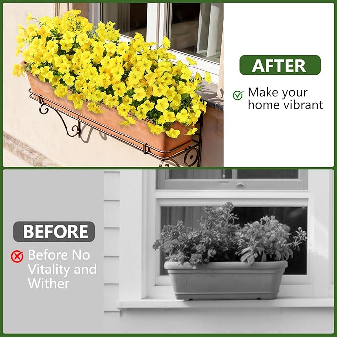 INQCMY Artificial Fake Plants Flowers for Outdoor Spring Decoration,12 Bundles Faux Silk Morning Glory Flowers for Outside UV Resistant Realistic Fake Plants for Planter Porch Patio Balcony Yard Decor