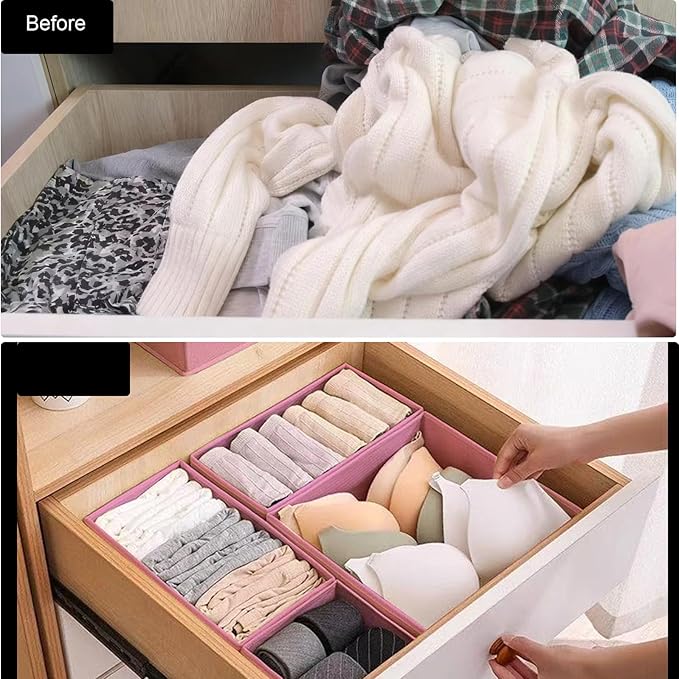 Drawer Organizer,12Pcs Dresser Drawer Organizers Foldable Closet Organization and Storage Dividers for Underwear, Sock, Baby Closet Organizer(Pink)