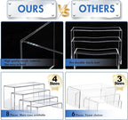 Aheroi Large Acrylic Risers, 8 Pcs 2 Set(7”L~8”L~9”L) Acrylic Display Set Rectangular Stands Shelf Clear Display Risers for Decor, Cake Shelves Retail Shoe Showcase