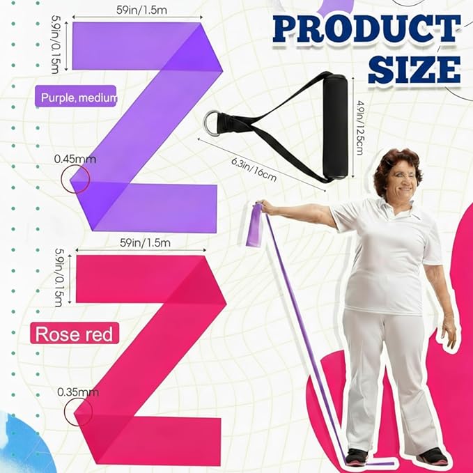 2 Pcs Resistance Band with Handles Chair Exercise Equipment for Seniors Physical Therapy Band Gifts for Elderly Women Rehab, Physical, Grandma, Grandpa