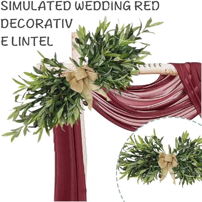 24" Floral Swag,Artificial Olive Flower Swag,Spring Floral Swag with Green Leaves Olive Fruit,Handmade Front Door Twigs Leaves Greenery Decorative Swag,Artificial Swags for Wedding Arch Party Home