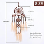 Pretty Jolly Pampas Grass Dream Catchers Wall Decor with Handmade Large Red Native Americans Witch Dreamcatcher with Wood Beads for Adults Bedroom Wedding Garden Bless Birthday Gift-5 Rings