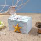 2 Pack Wooden Handmade Mini Chair Box Beach Decor Nautical Theme Decoration for Home Office Desk (Starfish)