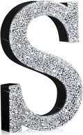 Qunclay 8'' Silver Crystal Diamond Bling Letters Crushed Diamond Decoration Wooden Glitter Letter with Screw and Hooks Rhinestone Gift for Wedding Y2k Mcbling Bedroom Wall Decor (Letter S)