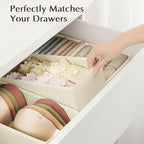 DIMJ Drawer Organizers Clothes, Set of 16 Dresser Organizer Bins, Fabric Closet Organizers and Storage, Shallow Drawer Dividers for Nursery, Clothing, Baby Clothes, Socks, Underwears, Tie (Beige)