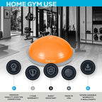 Bosu Balance Ball Exercise Trainer, Home Gym Equipment w/ Guided Workouts & Pump, 26", Blue - Inflatable Fitness Platform for Strength Training, Standing, Balancing, and Core Workout