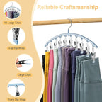 Legging Organizer for Closet, Metal Yoga Pants Hanger w/Rubber Coated 1 Pack w/10 Clips Hold 10 Leggings, Hangers Space Saving Hanging for Closet Organizers and Storage-Blue
