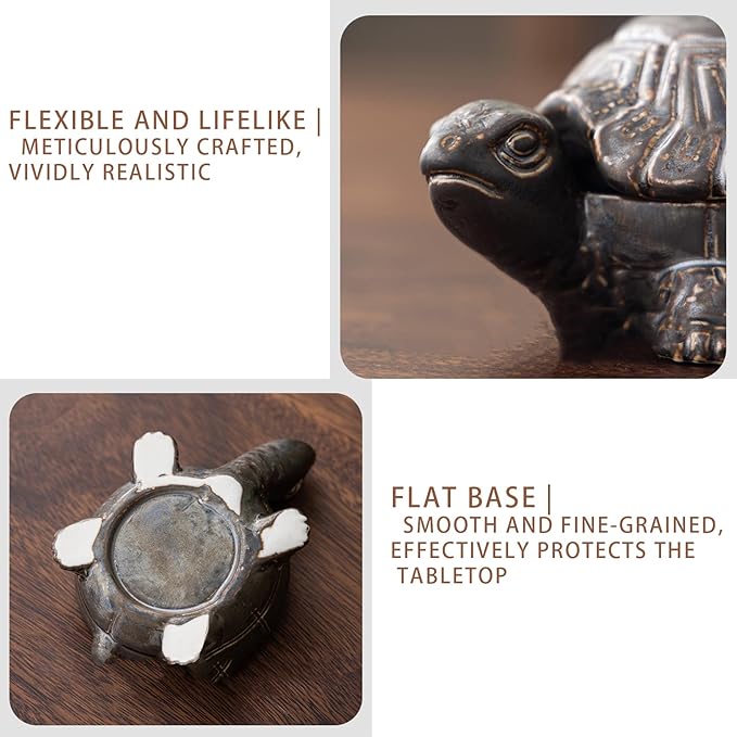 Turtle-Shaped Ceramic Ashtray with Lid, Windproof Design for Indoor/Outdoor Use – Desktop Organizer for Cigarettes, Coins & Keys – Home & Office Decor, Unique Creative Gift