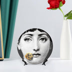 Lina Cavalieri Plate, Wall Decorative Plate, Mysterious Face Plate Wall Hanging Decoration,Including Bracket And Special Spring HooK, (Style-1, 8inch)