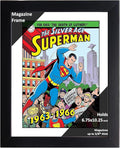 Creative Picture Frames 6.75 x 10.25 Magazine Comic Book Frame with Full-Strength Glass, Holds Up To A 1/4" Thick Media with Installed Hangers for Easy Mounting, 8x12 Black Frame with White Mat