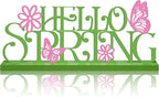 Teenyyou Holiday Word Sign with Wooden Base Home Seasonal Table Decor Metal Word Letter for Holiday Centerpiece Tabletop Desk Decorations(Hello Spring)