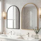 DUMOS Gold Metal Arch Vanity Rounded Rectangle Bathroom Mirrors for Over Sink Wall, 27x38 Inch Large Matte Mirror, Modern Decorative for Restroom, Farmhouse