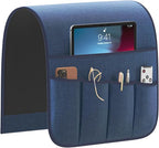 Sofa Armrest Organizer Non-Slip Remote Control Holders for Recliner Couch Chair Armchair Caddy with 5 Pockets for Table,Cell Phone,Ipad,Magazines,Books (Navyblue, 13 x 35 Inch)