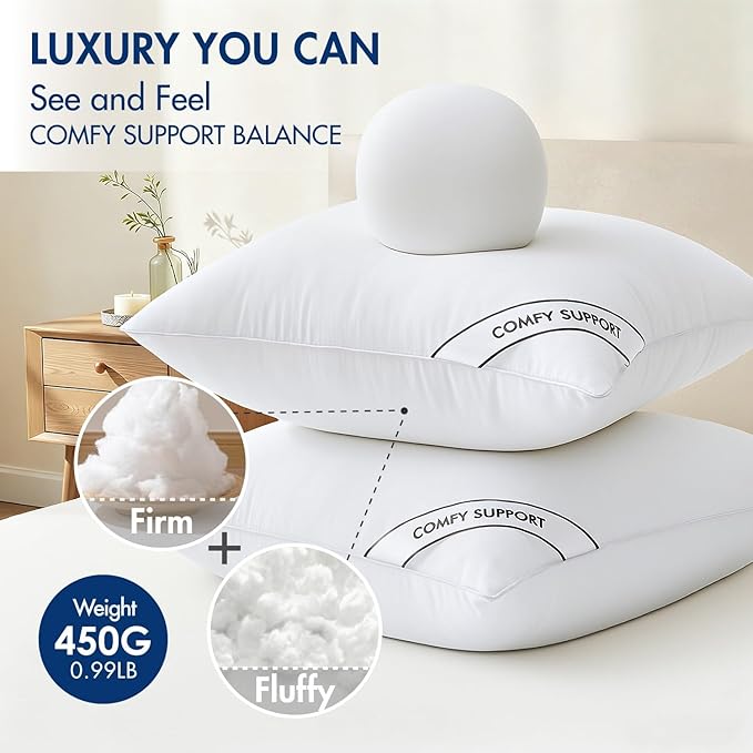 MIULEE 12x20 Inch Pillows Inserts, Pack of 2 Down Alternative Virgin Filling Comfy Support Throw Pillows for Sofa Couch Bed