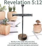LeMeeOly Jesus Christ Crucifixion Nail Metal Cross Wooden Base, Religious Gifts for Mom Mothers Day, Baptism & Religious Gifts for Men Women,Christian Home Decor (Solid Wood Base)