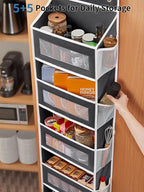 JARLINK Over the Door Organizer Storage, 5 Shelf Hanging Organizer with 5 Large Capacity Pockets, Anti Tilt 44 lb Load Behind Door Storage for Bedroom, Bathroom, Pantry, Nursery, (Black) | Anti Tilt, 44 lb Load, Behind Door Storage