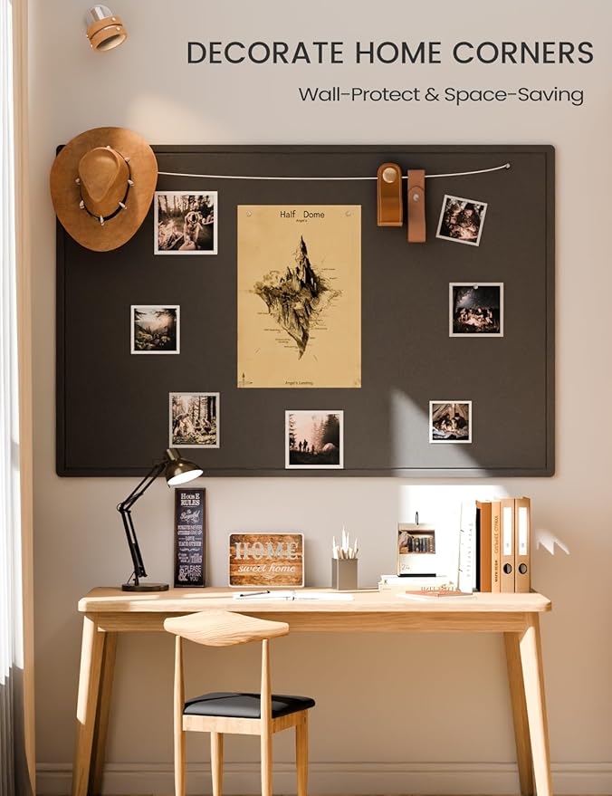 Fluxynara Large Bulletin Board, 70.8" x 47.2" Cork Board Alternative with 48 Safe Removable Adhesive Tabs, Foldable Felt Pin Board for Home Office, Classroom, Bedroom,Entryway for Walls—Black