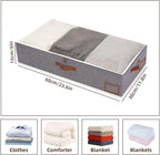 Yawinhe Under Bed Storage, 4 Pack Closet Organizers, Collapsible Container Bags, with Sorting Card Slot and 4 Leather Handles, for Blanket, Bedding, 23.6''Lx11.8''Wx6''H, Grey