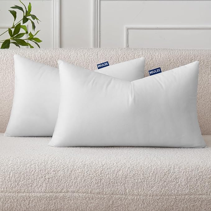 MIULEE Set of 2 Throw Pillow Inserts 12x24 Inches, Nowoven Decorative Pillow Inserts for Living Room