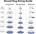 OLANLY Denim Blue Round Rugs for Bedroom - Machine Washable, 8 ft Circle Area Rugs for Living Room, Soft and Fluffy Shaggy Carpet for Teen Girl and Boys, Nursery Rooms, Dorms, Home Decor Aesthetic