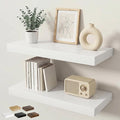 Floating Shelves for Wall 24 in x 9.3 in Deep, Wall Mounted Rustic Wood Shelf with Invisible Brackets for Storage & Display, Living Room Bedroom Bathroom, White, 2 Pack