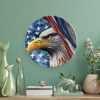 Decorative Plates for Home Decor, Eagle and American Flag Patriotic Decor Tray for Table Display, Ceramic Dinner Plate w/Stand, Living Room Dining Room Decor, Housewarming Gifts, 6 Inch