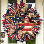 4th of July Decorations Outdoor Patriotic Wreaths for Front Door 250th Anniversary Decorations Red White and Blue American Flag Wreath (Patriotic Star)