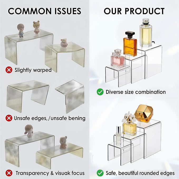Fixwal 2 Set Acrylic Display Risers Cupcake Stands Clear Dessert Table Display Set, Display Shelf for Funko POP Figures-3"x4"x5"