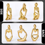 BMLCGJ Thinker Statue Gold Decor Abstract Art Sculpture, Golden Resin Collectible Figurines for Home Living Room Office Shelf Decoration,Great Gifts Ideas (Gold)