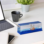 Unsinkable Thousand Sunny Pirate Ship in A Bottle - Floating Boat Liquid Motion Ocean Desk Decor, Unique Birthday Gifts for Men Women Anime Lovers, Desk Ornament for Home Office Decorations (Blue-c)