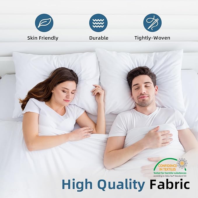 YSTHER 26x26 Euro Pillow Inserts Set of 2, Premium Down Feather Pillows for Couch & Bed - Hypoallergenic, Machine Washable, Fluffy Decorative Throw Pillow Inserts (White)