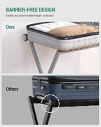 Luggage Rack, Folding Suitcase Stand for Guest, Foldable, Luggage Holders with Shelf, Steel Frame with Nylon Straps for Bedroom, Hotel, Holds up to 154 lb, Grey, 2 Pack LR03999G