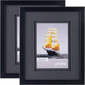 Yaetm 8x10 Double Floating Mat Picture Frame Set of 2, Display Picture 5x7 with black Double Mat, Polished High Definition Real Glass, Tabletop & Wall Mounting Photo Frames, Black