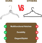 Quality Clear Plastic Hangers 24 Pack - Crystal Cut for Shirts, Suits, Coats, Dresses Hangers, Heavy Duty & Nonslip Design with Swivel Hook, 17 inches