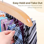 Ohuhu 24-Hook Wooden Tie Rack Organizer - Space Saving Closet Hanger with 360° Rotating Hooks, Anti-Slip Clips for Ties, Belts, Scarves - Premium Hardwood & Rustproof Steel Construction