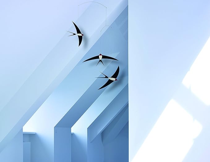 3 Swallow Hanging Mobile - 20 Inches - Premium-Grade Cardstock - Handmade in Denmark by Flensted