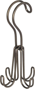 iDesign Classico Metal Over the Rod Hooks, Closet Accessory Organizer for Ties, Belts, Scarves, Handbags, Jewelry, 2.8" x 2.8" x 6.5", Bronze