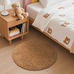 OLANLY Khaki Round Rugs for Bedroom - Machine Washable, 2 ft Circle Area Rugs for Living Room, Soft and Fluffy Shaggy Carpet for Teen Girl and Boys, Nursery Rooms, Dorms, Home Decor Aesthetic